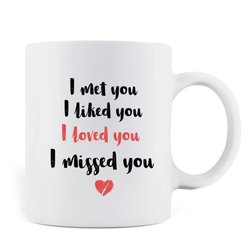 Personalized Memorial Pet Mom Coffee Mug - I Met You I Liked You I Loved You I Missed You - Up to 5 Pets - Memorial Gift Idea For Dog/Cat Lover