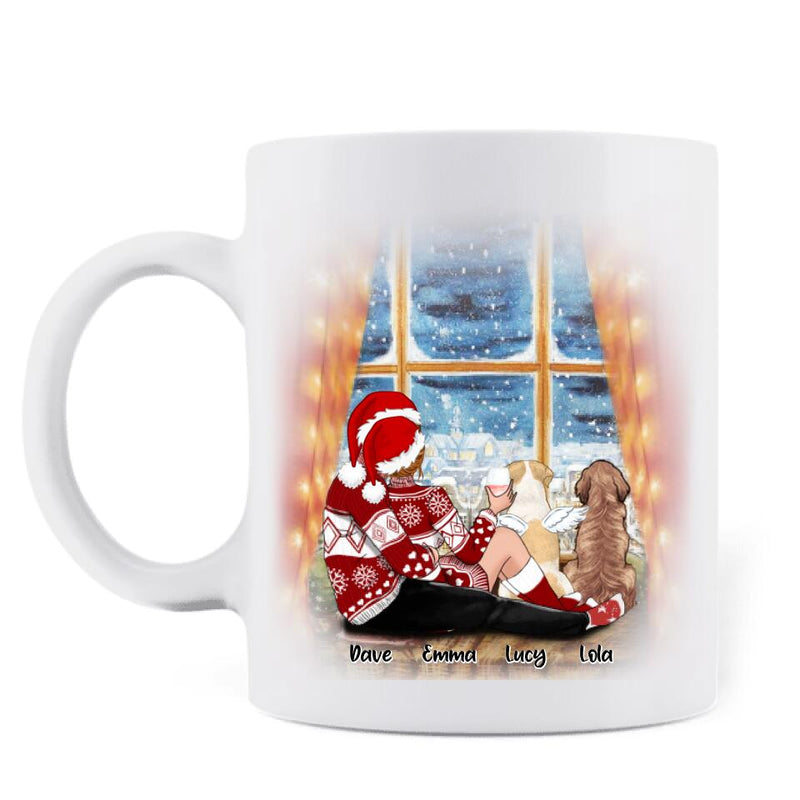Personalized Hugging Couple Xmas Mug - Couple With Up to 2 Pets - Best Gift For Christmas - 
Sometimes I Wonder How I Got To Be So Damn Lucky - EWFNOK