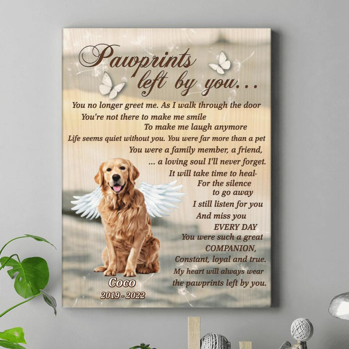 Custom Personalized Memorial Dog Canvas - Memorial Gift For Dog Owner - Pawprints Left By You