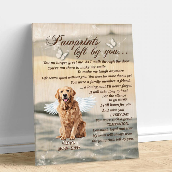 Custom Personalized Memorial Dog Canvas - Memorial Gift For Dog Owner - Pawprints Left By You