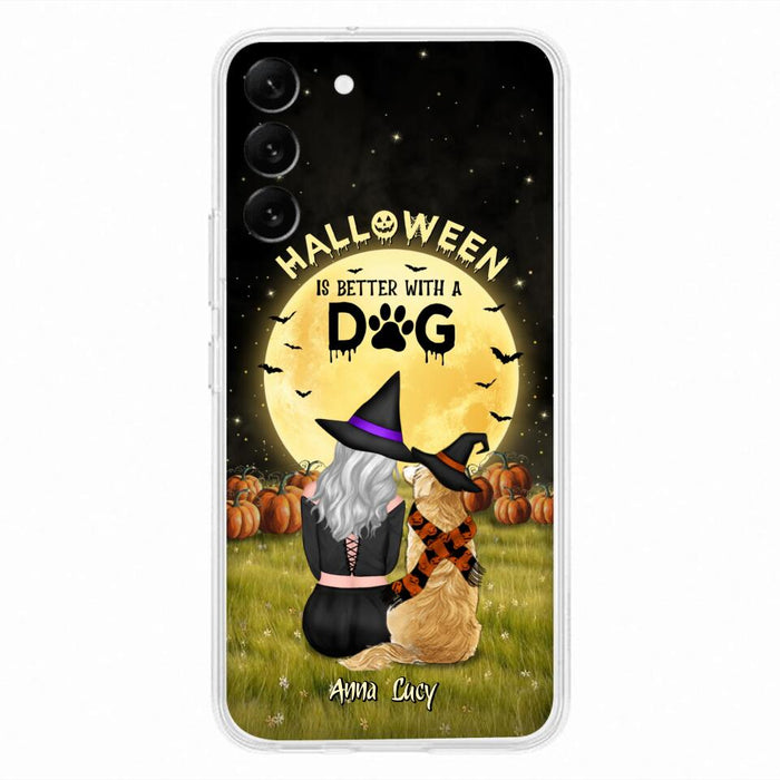 Custom Personalized Halloween Phone Case for iPhone/ Samsung - Gift Idea For Dog Owner with up to 4 Dogs - Halloween Is Better With A Dog