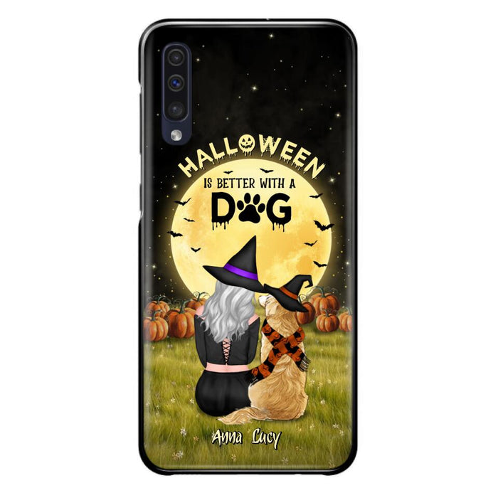 Custom Personalized Halloween Phone Case for iPhone/ Samsung - Gift Idea For Dog Owner with up to 4 Dogs - Halloween Is Better With A Dog