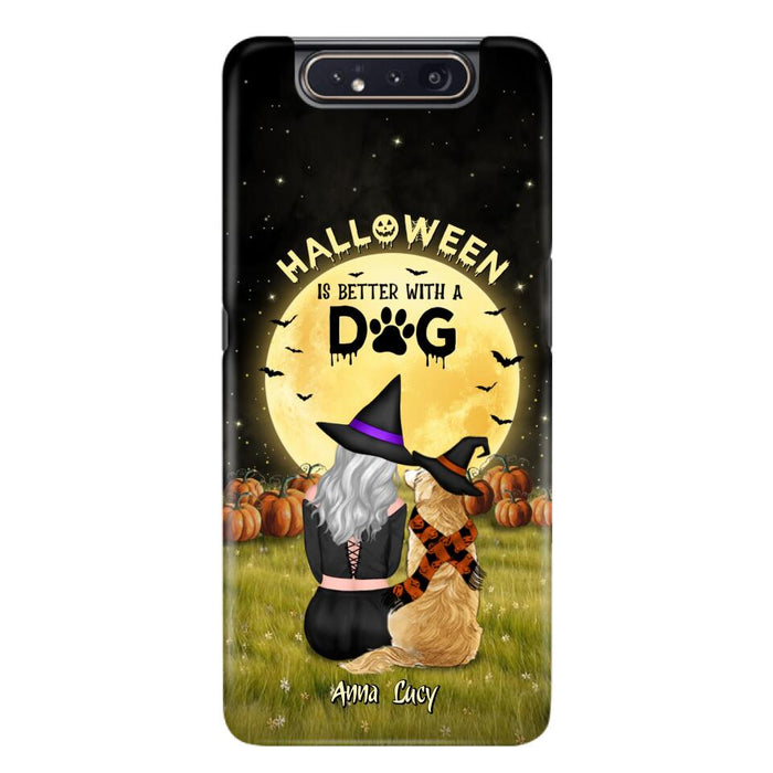 Custom Personalized Halloween Phone Case for iPhone/ Samsung - Gift Idea For Dog Owner with up to 4 Dogs - Halloween Is Better With A Dog