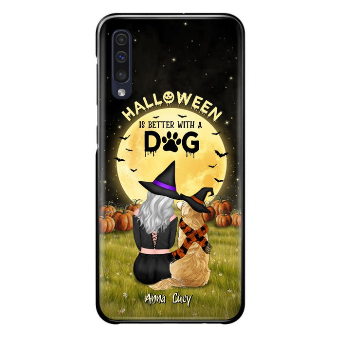 Custom Personalized Halloween Phone Case for iPhone/ Samsung - Gift Idea For Dog Owner with up to 4 Dogs - Halloween Is Better With A Dog