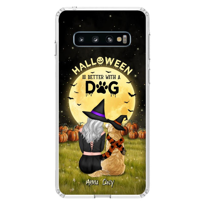 Custom Personalized Halloween Phone Case for iPhone/ Samsung - Gift Idea For Dog Owner with up to 4 Dogs - Halloween Is Better With A Dog