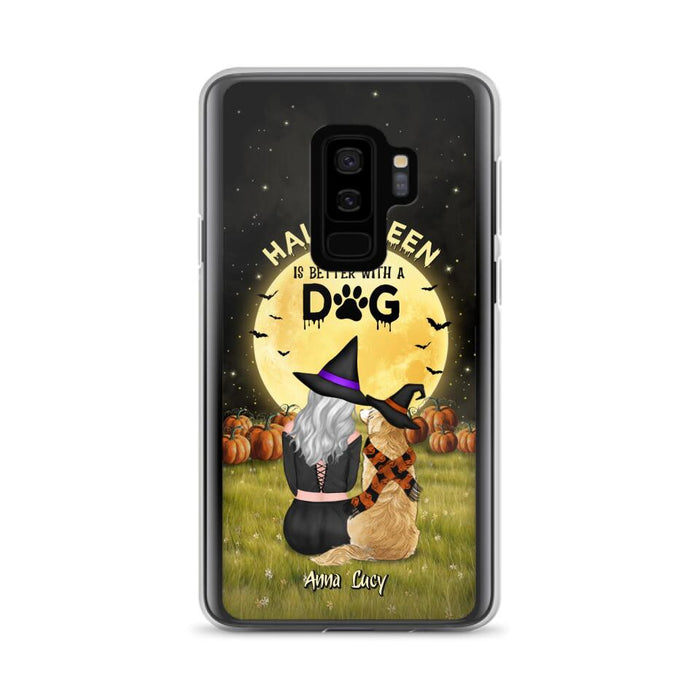 Custom Personalized Halloween Phone Case for iPhone/ Samsung - Gift Idea For Dog Owner with up to 4 Dogs - Halloween Is Better With A Dog