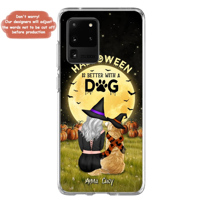 Custom Personalized Halloween Phone Case for iPhone/ Samsung - Gift Idea For Dog Owner with up to 4 Dogs - Halloween Is Better With A Dog