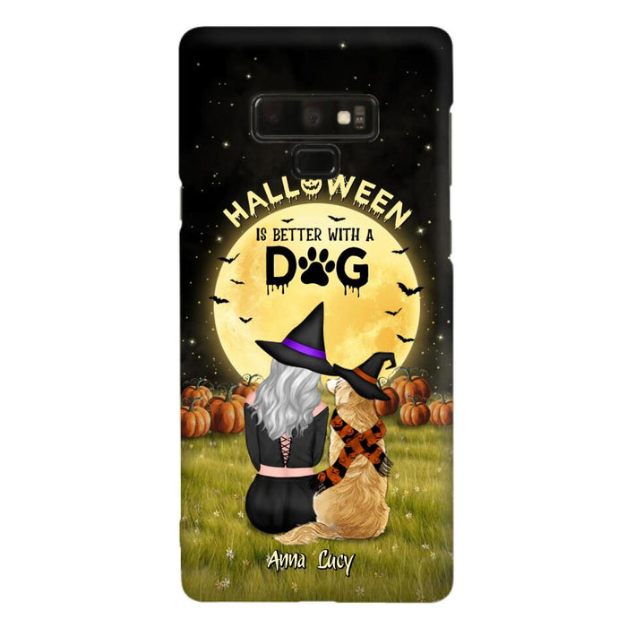 Custom Personalized Halloween Phone Case for iPhone/ Samsung - Gift Idea For Dog Owner with up to 4 Dogs - Halloween Is Better With A Dog