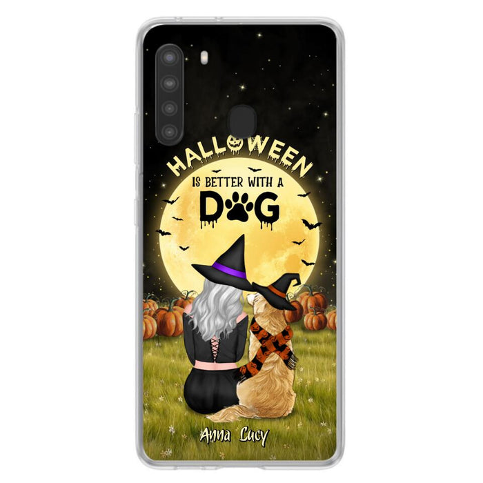 Custom Personalized Halloween Phone Case for iPhone/ Samsung - Gift Idea For Dog Owner with up to 4 Dogs - Halloween Is Better With A Dog