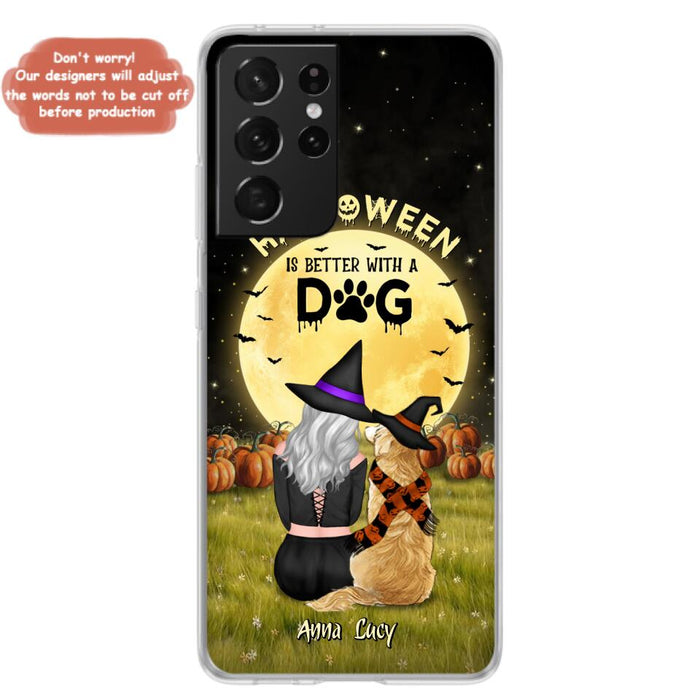 Custom Personalized Halloween Phone Case for iPhone/ Samsung - Gift Idea For Dog Owner with up to 4 Dogs - Halloween Is Better With A Dog