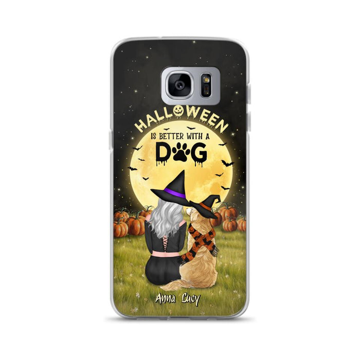 Custom Personalized Halloween Phone Case for iPhone/ Samsung - Gift Idea For Dog Owner with up to 4 Dogs - Halloween Is Better With A Dog