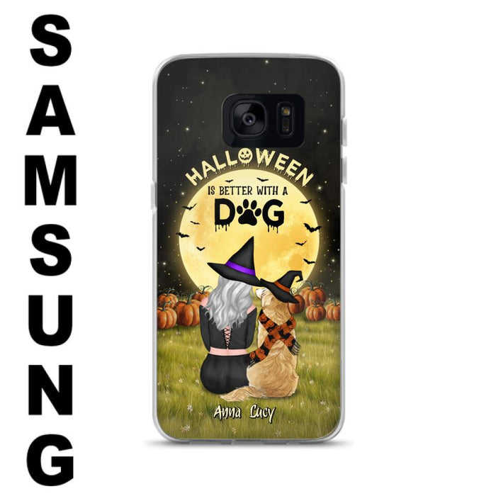 Custom Personalized Halloween Phone Case for iPhone/ Samsung - Gift Idea For Dog Owner with up to 4 Dogs - Halloween Is Better With A Dog