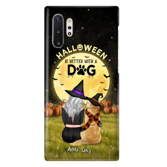 Custom Personalized Halloween Phone Case for iPhone/ Samsung - Gift Idea For Dog Owner with up to 4 Dogs - Halloween Is Better With A Dog