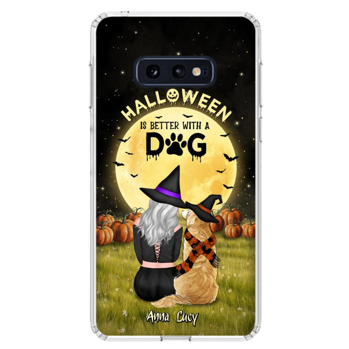 Custom Personalized Halloween Phone Case for iPhone/ Samsung - Gift Idea For Dog Owner with up to 4 Dogs - Halloween Is Better With A Dog