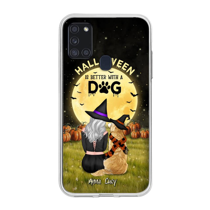 Custom Personalized Halloween Phone Case for iPhone/ Samsung - Gift Idea For Dog Owner with up to 4 Dogs - Halloween Is Better With A Dog