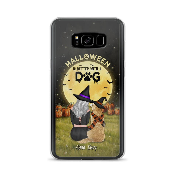 Custom Personalized Halloween Phone Case for iPhone/ Samsung - Gift Idea For Dog Owner with up to 4 Dogs - Halloween Is Better With A Dog