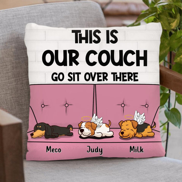 Custom Personalized Pet Pillow Cover - Gift Idea For Dog Lover/ Cat Lover with up to 3 Pets - This Is Our Couch Go Sit Over There