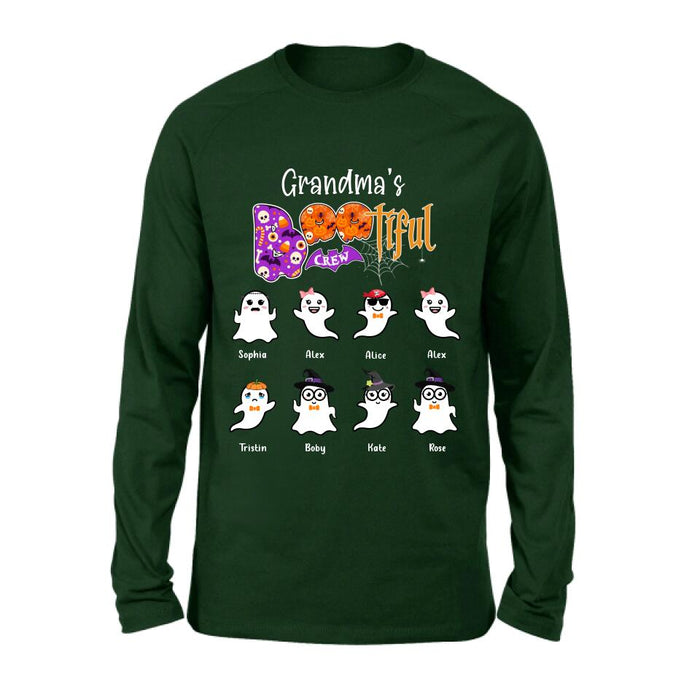 Custom Personalized Grandma T-shirt - Gift For Grandmother With Upto 8 Kids - Grandma's Bootiful Crew