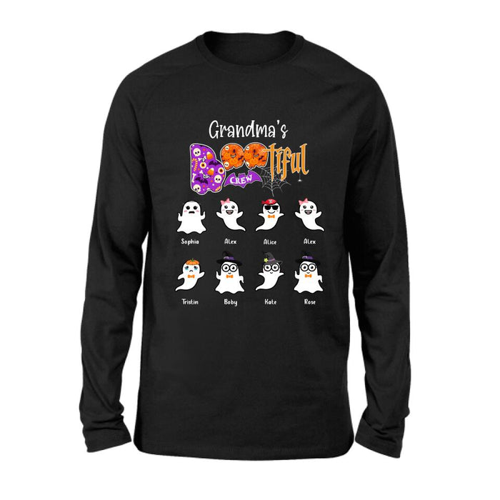 Custom Personalized Grandma T-shirt - Gift For Grandmother With Upto 8 Kids - Grandma's Bootiful Crew