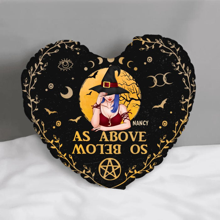 Custom Personalized Witch Heart Pillow - Gift Idea For Halloween/ Birthday - As Above So Below