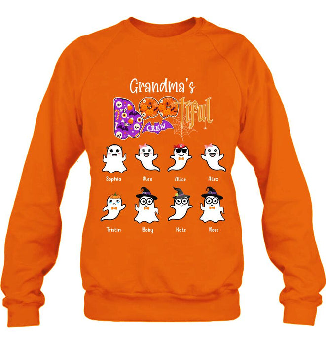 Custom Personalized Grandma T-shirt - Gift For Grandmother With Upto 8 Kids - Grandma's Bootiful Crew