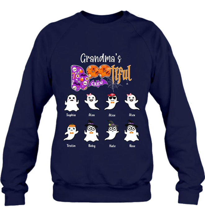 Custom Personalized Grandma T-shirt - Gift For Grandmother With Upto 8 Kids - Grandma's Bootiful Crew