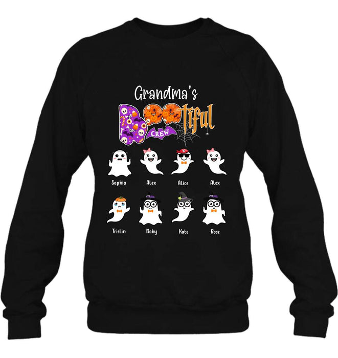 Custom Personalized Grandma T-shirt - Gift For Grandmother With Upto 8 Kids - Grandma's Bootiful Crew