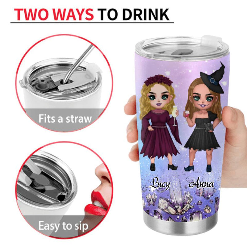 Personalized Besties Witches Tumbler - Halloween Gift For Friends - We're Not Sugar & Spice