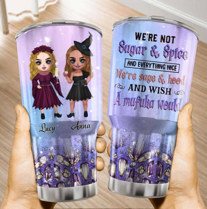 Custom Personalized Besties Witches Irregular Tumbler - Halloween Gift For Friends - We're Not Sugar & Spice