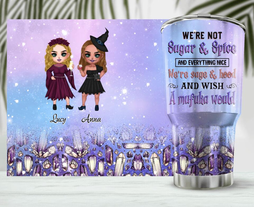 Custom Personalized Besties Witches Irregular Tumbler - Halloween Gift For Friends - We're Not Sugar & Spice