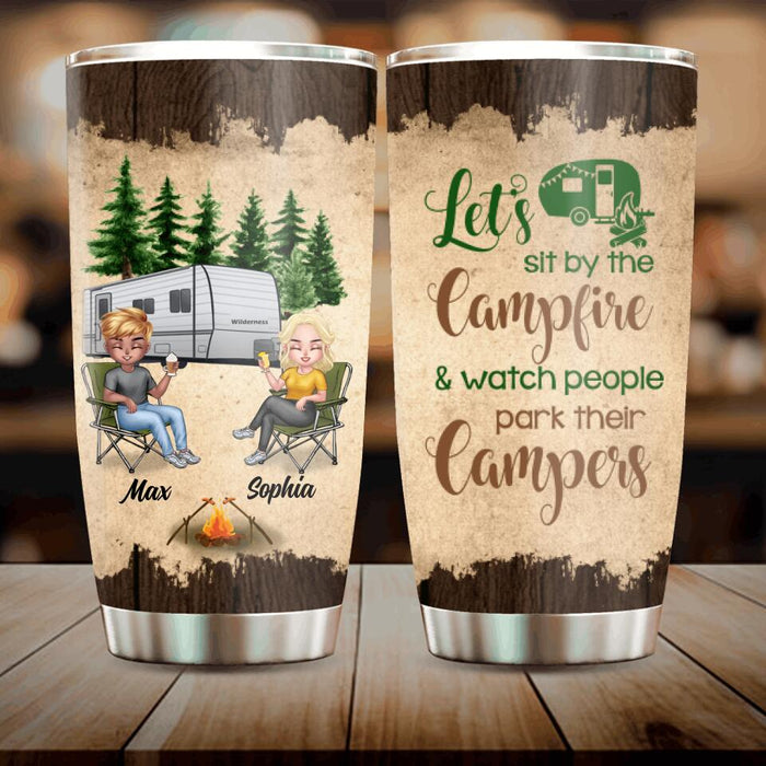 Personalized Retired 2021/2022 Camping Tumbler - Man/ Woman/ Couple - Retired 2021/2022 Gift Idea For Camping Lover - Let's Sit By The Campfire And Watch People Park Their Campers