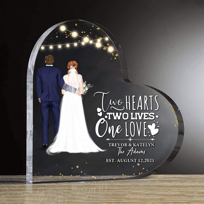 Custom Personalized Couple Wedding Crystal Heart - Gift Idea For Couple/Wedding/Wedding Anniversary - Two Hearts, Two Lives, One Love