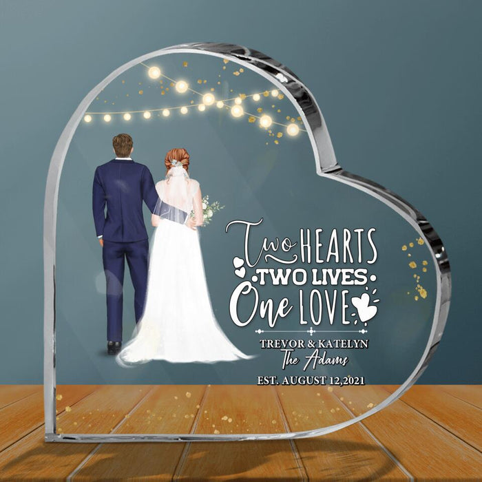 Custom Personalized Couple Wedding Crystal Heart - Gift Idea For Couple/Wedding/Wedding Anniversary - Two Hearts, Two Lives, One Love