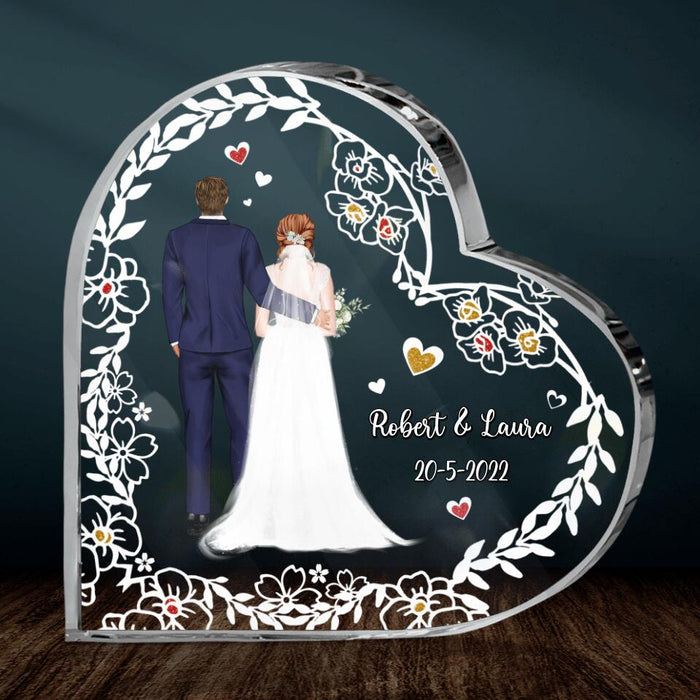 Custom Personalized Wedding Crystal Heart - Gift Idea For Wedding/ Anniversary Gift