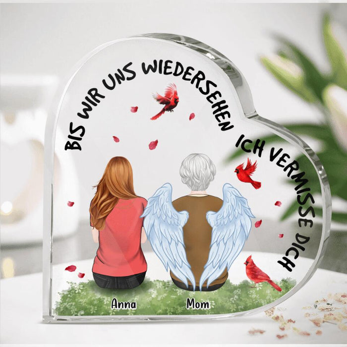 Custom Personalized Memorial Family Crystal Heart -  Memorial Gift Idea For Family Member With Upto 4 People - Bis Wir Uns Wiedersehen Ich Vermisse Dich