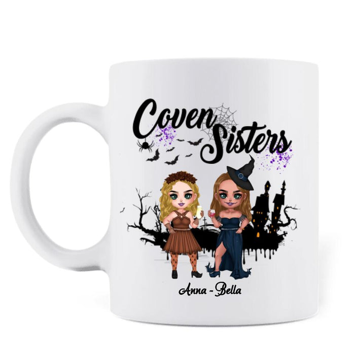 Custom Personalized Besties Coffee Mug - Gift Idea For Halloween/ Besties with up to 3 Girls - I Hope We're Besties Until We Die