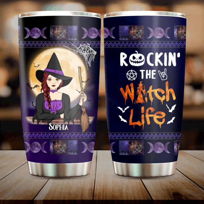 Custom Personalized Witch Tumbler - Halloween Gift Idea - Rockin' The Witch Life