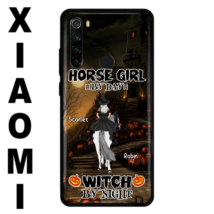 Custom Personalized Witch Riding Horse Phone Case - Halloween Gift For Horse Lovers/ Friends/ Besties - Upto 4 Girls - Horse Girl By Day Witch By Night - Case For Xiaomi, Oppo And Huawei