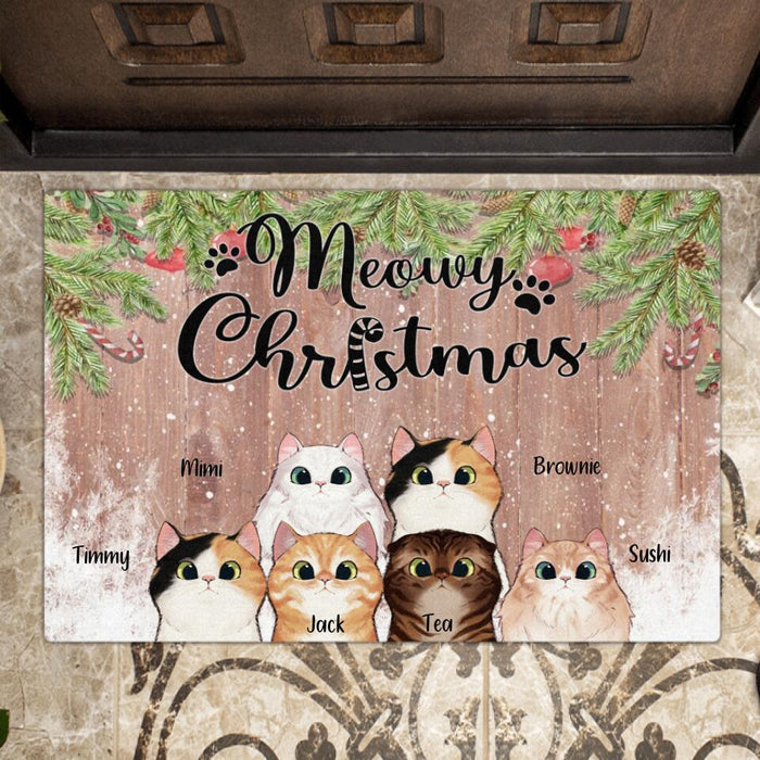 Custom Personalized Christmas Cat Doormats/Welcome Mats - Best Gift Ideas For Christmas and Cat Lovers - Meowy Christmas - TW5J6V