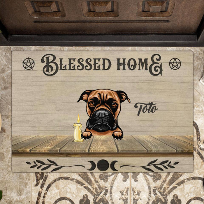 Personalized Bless Home Wicca Doormat - Gift For Cat Lovers, Dog Lovers with upto 5 Pets