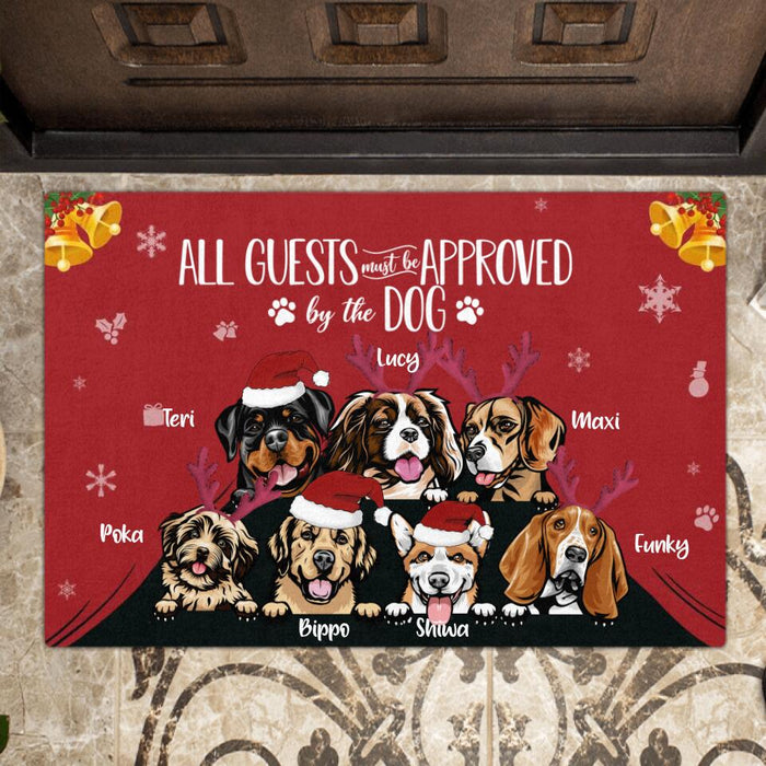 Custom Personalized Christmas Pet Doormat - Upto 7 Pets - Best Gift For Cat/ Dog Lover - All Guests Must Be Approved By The Dog