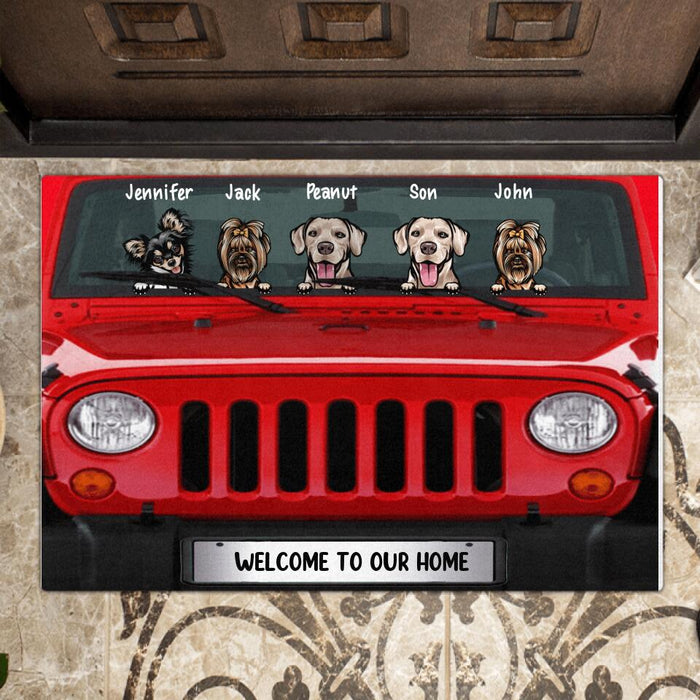 Custom Personalized Dog & Off-road Doormat - Up to 5 Dogs - Best Gift For Dog Lovers