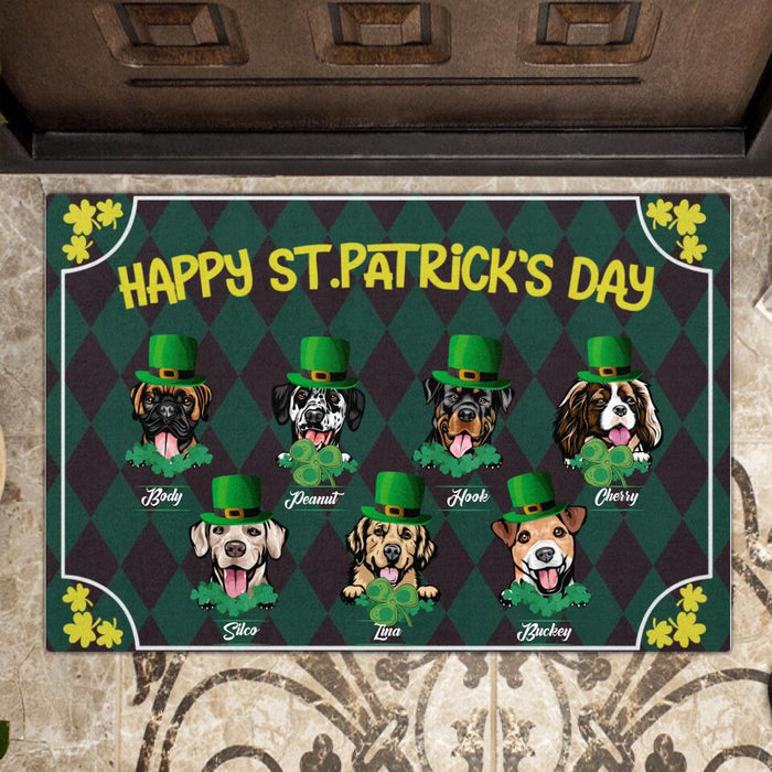 Custom Personalized Dog Doormat - Gift For Dog Lovers - Happy Patrick's Day