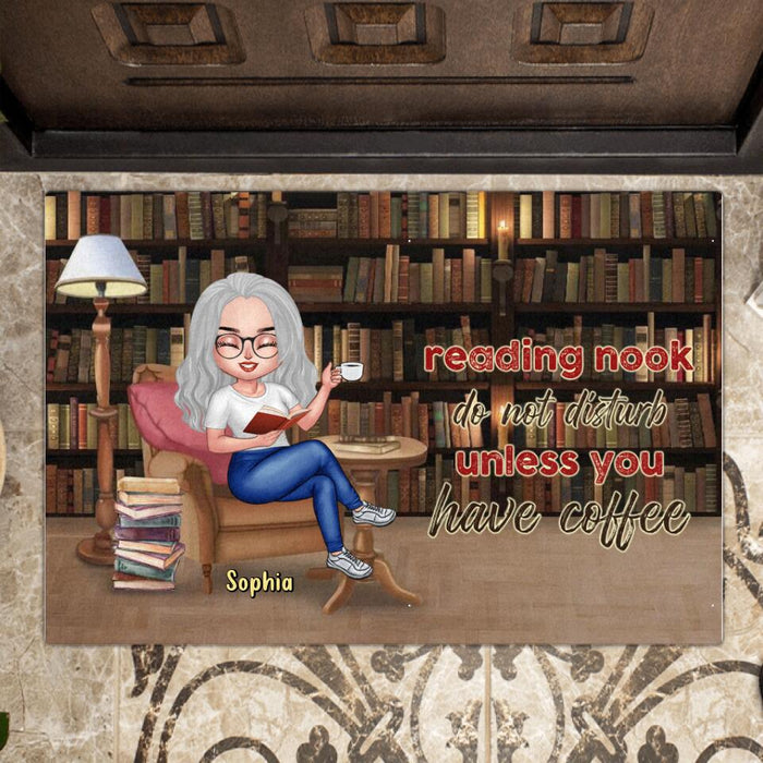 Custom Personalized Reading Book Girl Doormat - Gift For Reading Lovers - In My Dream World Books Are Free and Reading Makes You Thin