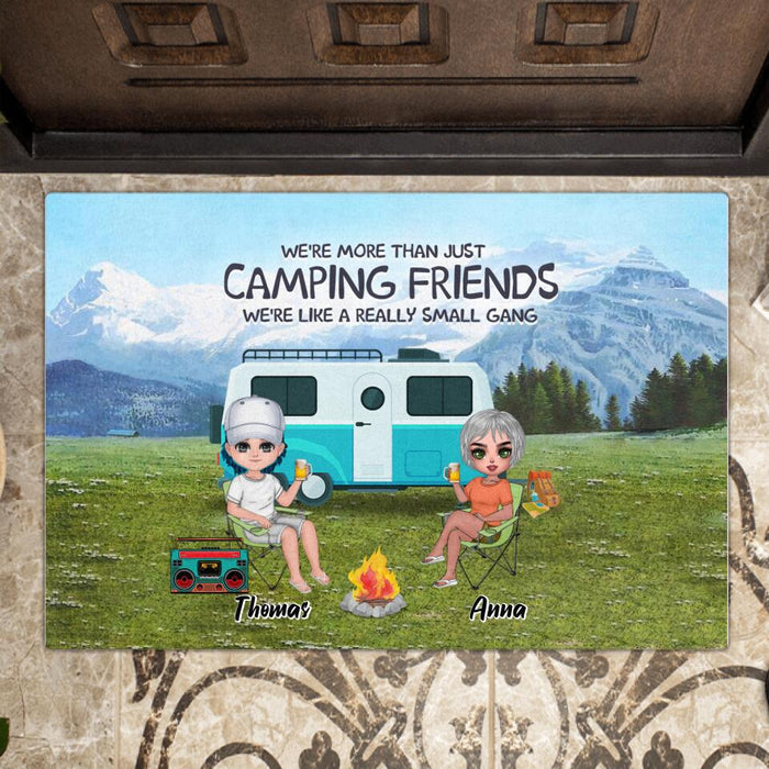 Custom Personalized Mountain Camping Friends Doormat - Upto 8 People - Best Gift For Camping Lovers - Welcome To Our Campsite Camper