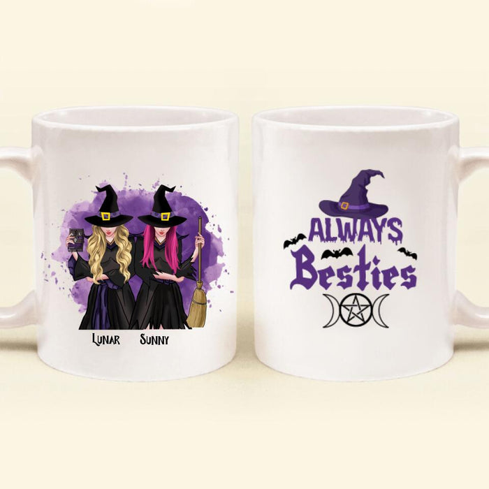 Custom Personalized Witch Friends Coffee Mug - Upto 3 Friends - Always Besties