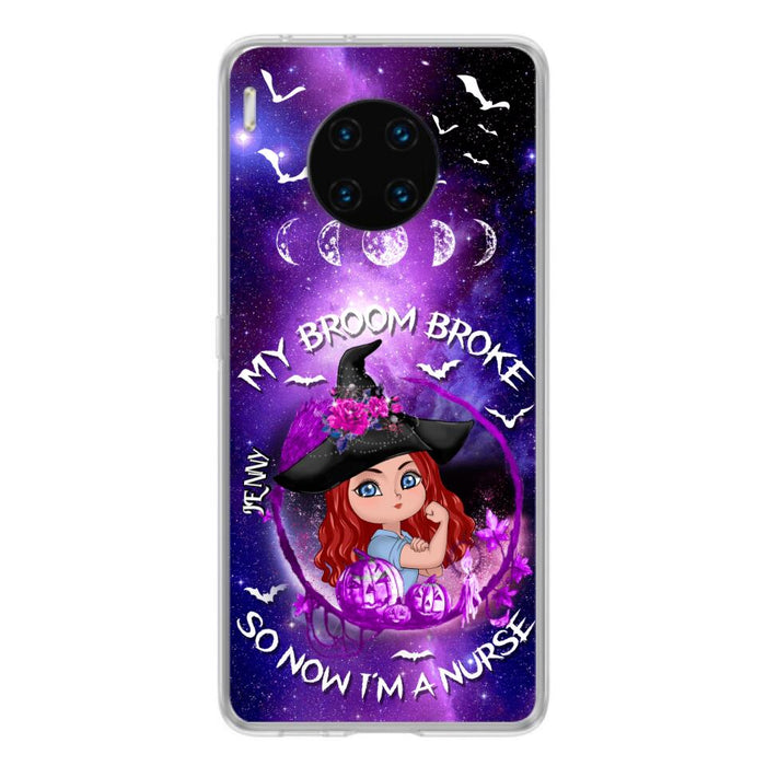 Custom Personalized Witch Nurse Phone Case - Halloween Gift Idea For Nurse - My Broom Broke So Now I'm A Nurse - Case for Huawei, Xiaomi & Oppo