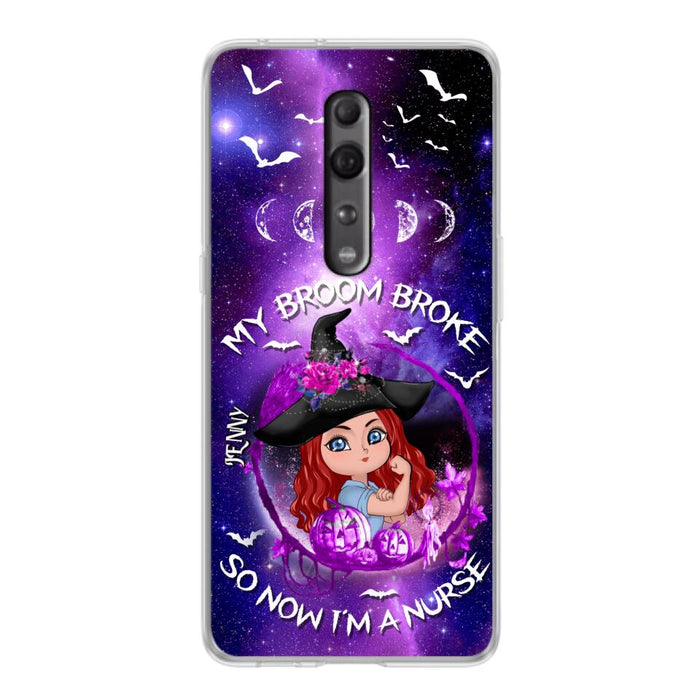 Custom Personalized Witch Nurse Phone Case - Halloween Gift Idea For Nurse - My Broom Broke So Now I'm A Nurse - Case for Huawei, Xiaomi & Oppo