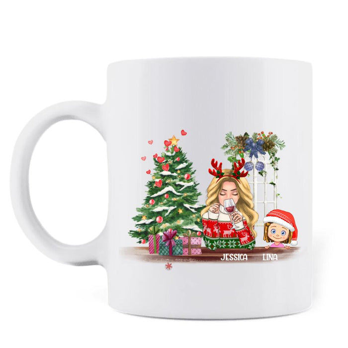 Custom Personalized Mommy And Kids Xmas Coffee Mug - Mom With Upto 5 Kids - Christmas Gift For Mom - T1IGHH
