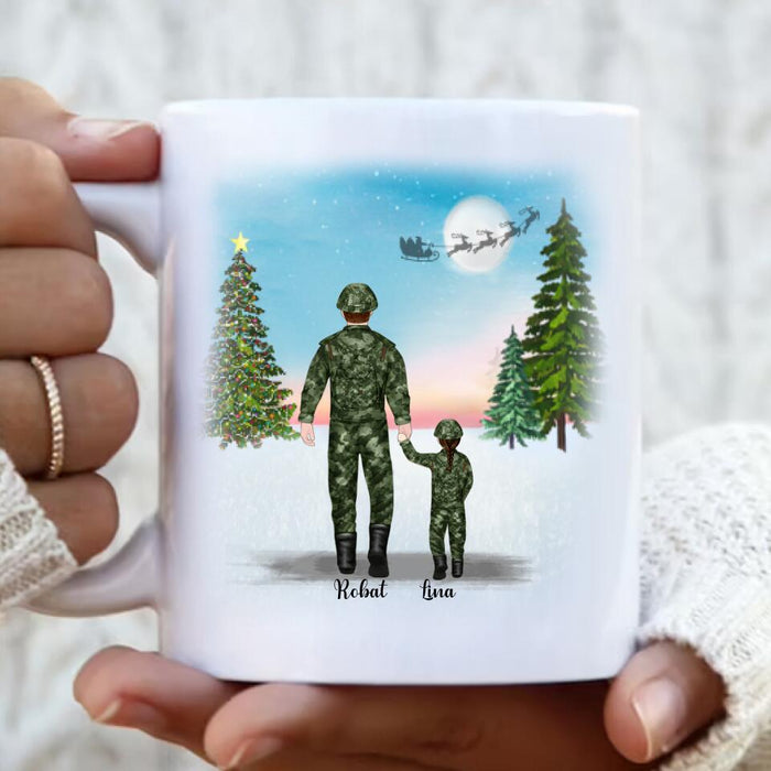 Custom Personalized Father and Kids Coffee Mug - Father With Upto 2 Kids - Christmas Gift For Father